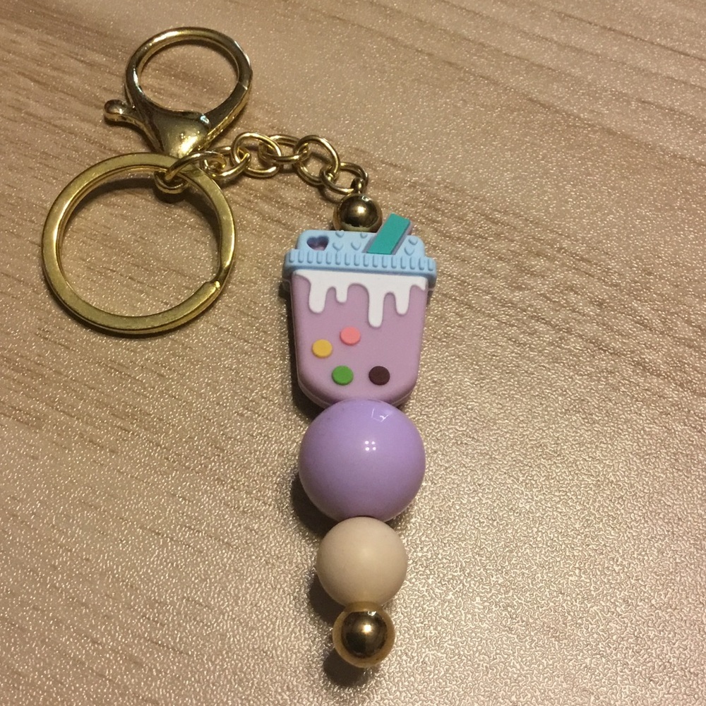 Cute Pastel Keychain with Gold Accents